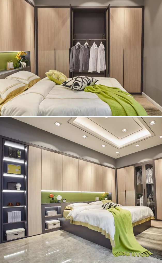 c7c7娱乐平台官网入口免漆生态板清风胡桃定造衣柜实拍